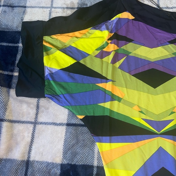 Y2k BCBGMaxAzria Abstract Geometric Tunic in Purple, Yellow & Green - Picture 5 of 10